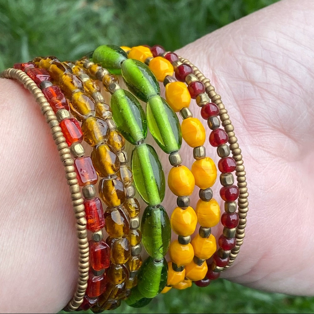 Multi Layer Bead Wrap Bracelet Boho Hippy Chic Gy… - image 3
